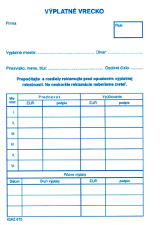 Výplatné vrecko C6 