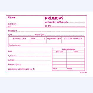 Príjmový pokladničný doklad A6 s DPH samoprepis