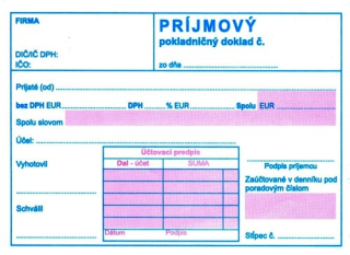 Príjmový pokladničný doklad s DPH, dvojfarebný samoprepis