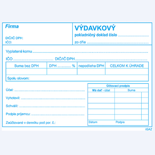 Výdavkový pokladničný doklad A6 s DPH samoprepis