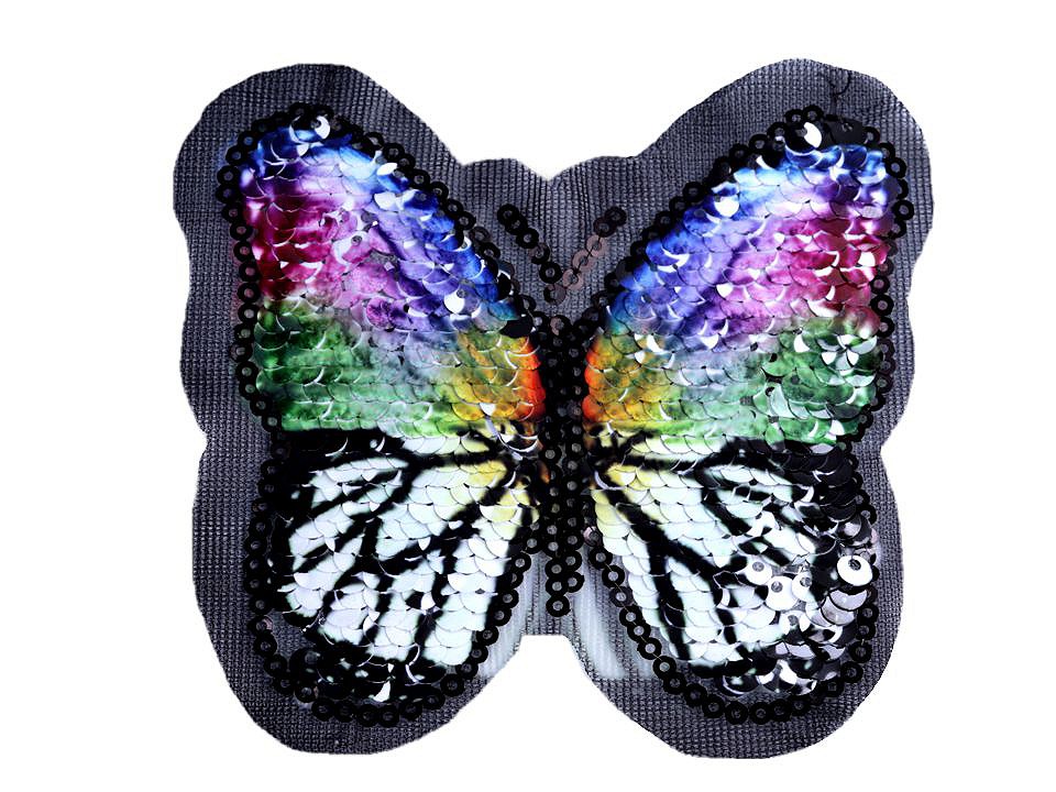 Aplikácia motýľ s obojstrannými flitrami - čierna - dopredaj multikolor