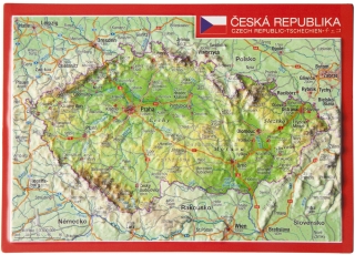Česká republika reliéfna 3D mapka 10,5x14,8cm