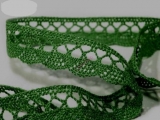 Čipka bavlnená šírka 18 mm zelená, paličkovaná, český výrobok