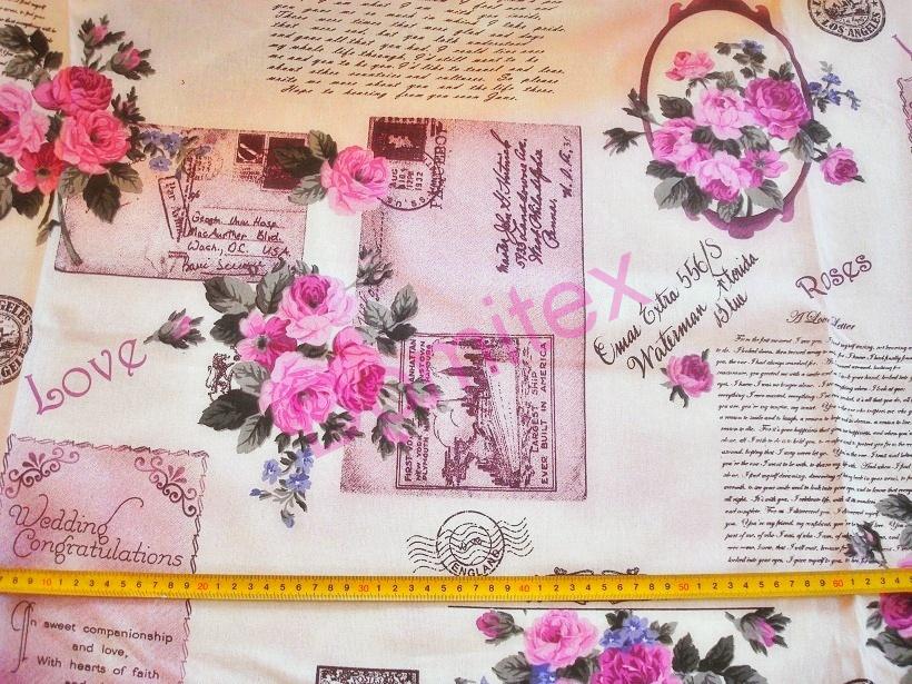 Bavlnená látka ružové písanie, šírka 220 cm