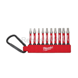 MILWAUKEE 10 dielná sada skrutkovacích bitov s karabinou SHOCKWAVE™ Impact Duty™