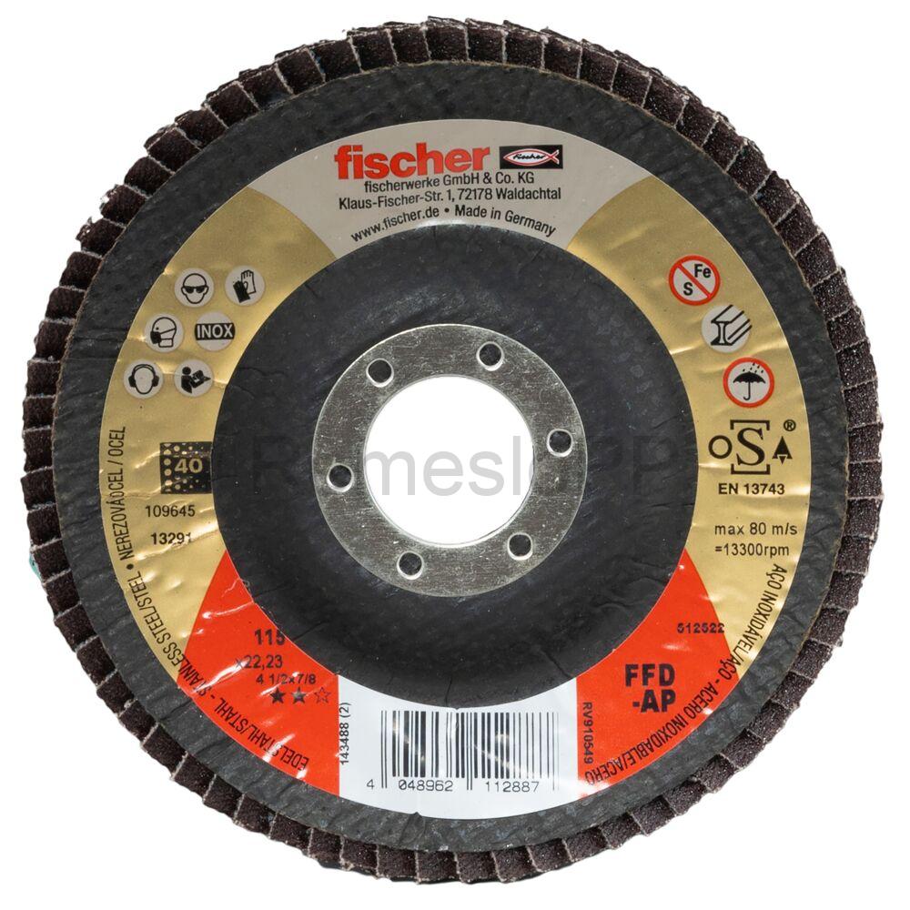 FISCHER brúsny lamelový kotúč FFD-AP 115 K40 INOX, bal. 10 ks