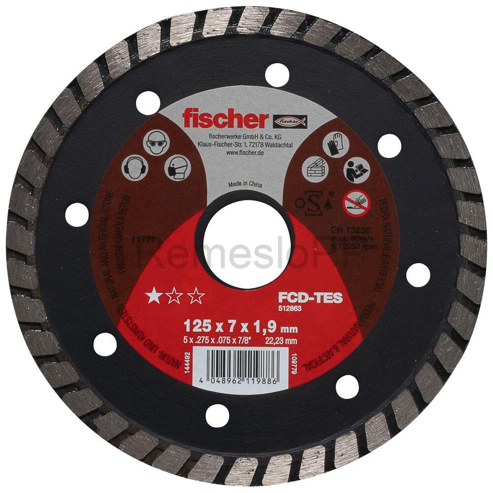FISCHER celoobvodový diamantový rezný kotúč FCD-TES 125x1,9x22,23 DIA turbo na betón, 1 ks
