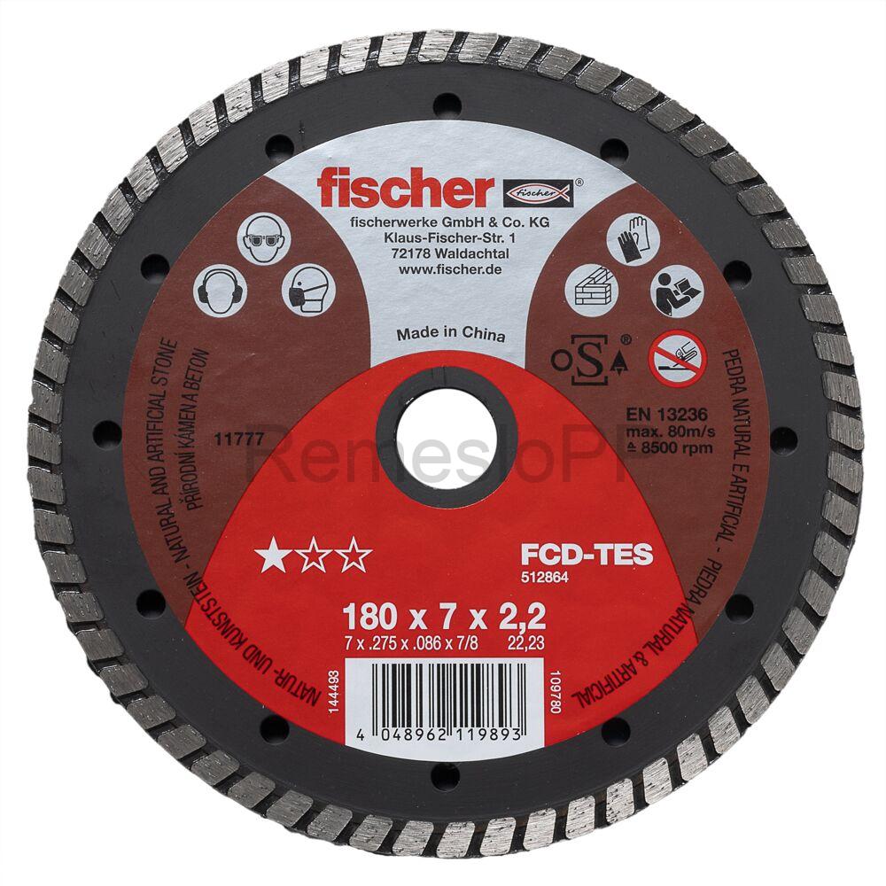 FISCHER celoobvodový diamantový rezný kotúč FCD-TES 180x2,2x22,23 DIA turbo na betón, 1 ks