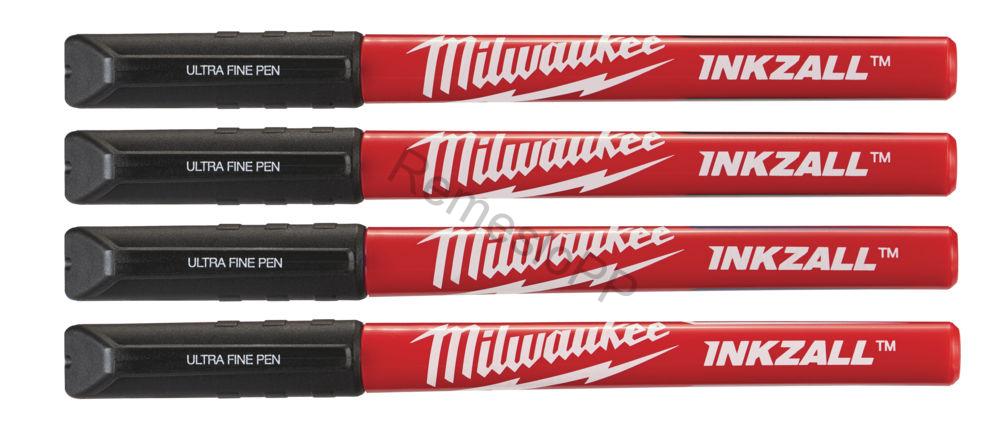 MILWAUKEE INKZALL™ perá s tenkým hrotom - čierne, balenie 4 ks