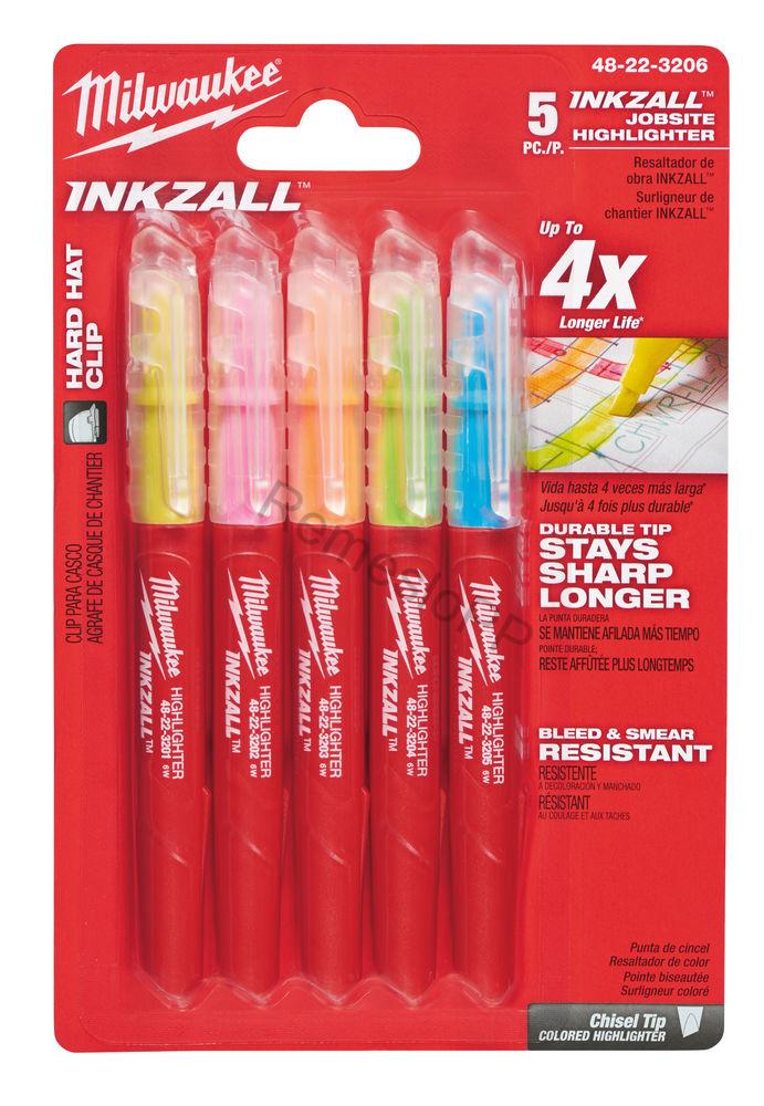 MILWAUKEE INKZALL™ sada zvýrazňovačov - farebné, balenie 5 ks