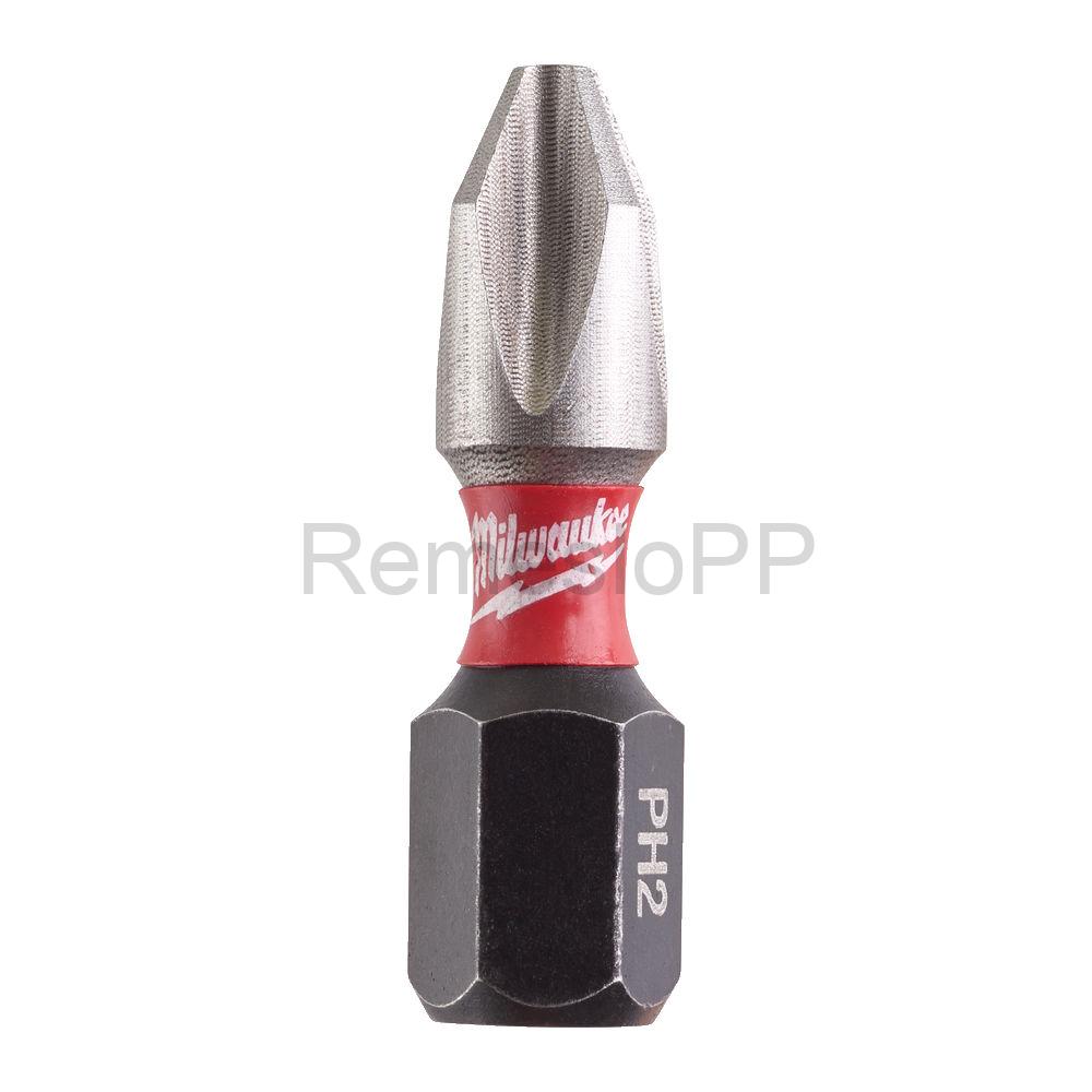 MILWAUKEE skrutkovací bit PH2 25 mm SHOCKWAVE™ bal. 25 ks
