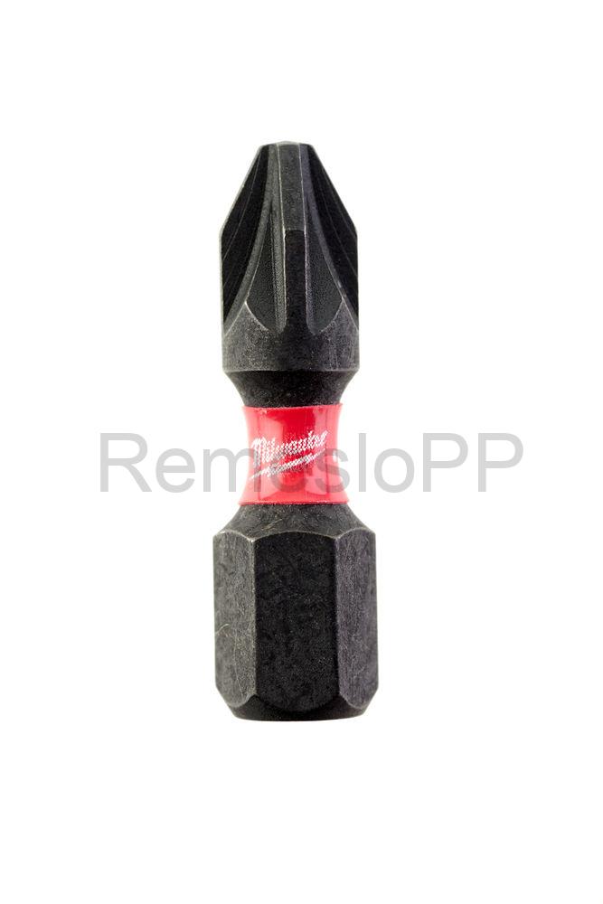 MILWAUKEE skrutkovací bit PZ2 25 mm SHOCKWAVE™ bal. 25 ks.