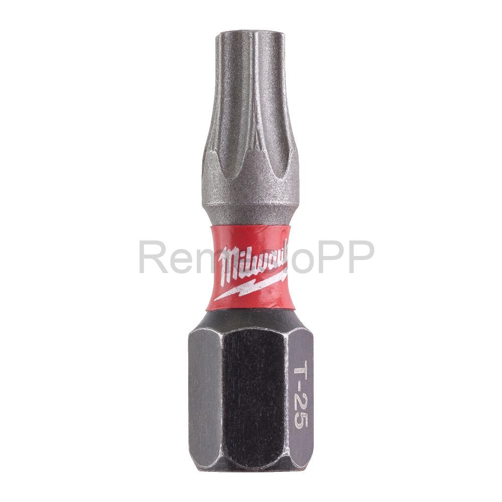 MILWAUKEE skrutkovací bit TX25 25 mm SHOCKWAVE™ bal. 25 ks