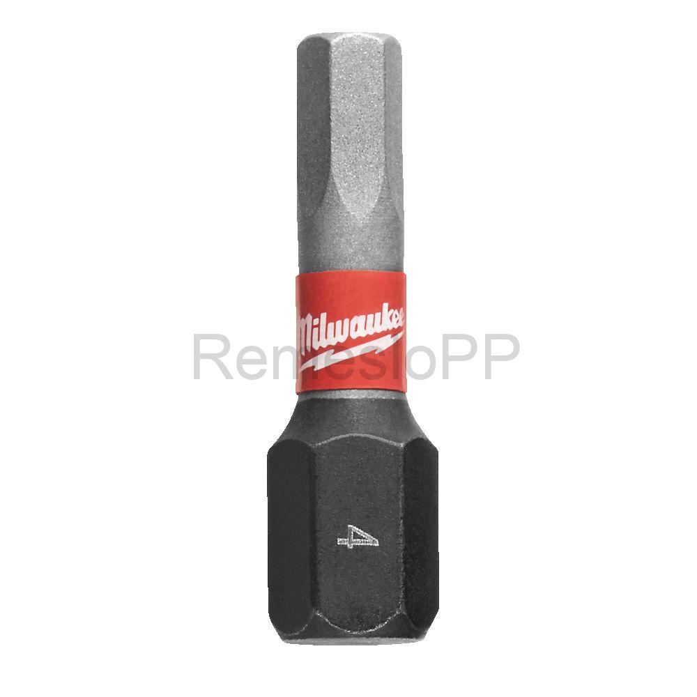 MILWAUKEE skrutkovací bit HEX4 25 mm SHOCKWAVE™
