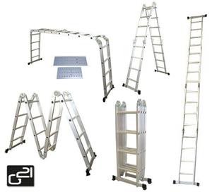 Hliníkový rebrík G21 GA-SZ-4x4-4,6M multifunkční + podlážka