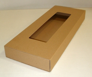 Kartónový obal 460 x 185 x 50 mm,s okienkom ,3 VLE Kraft