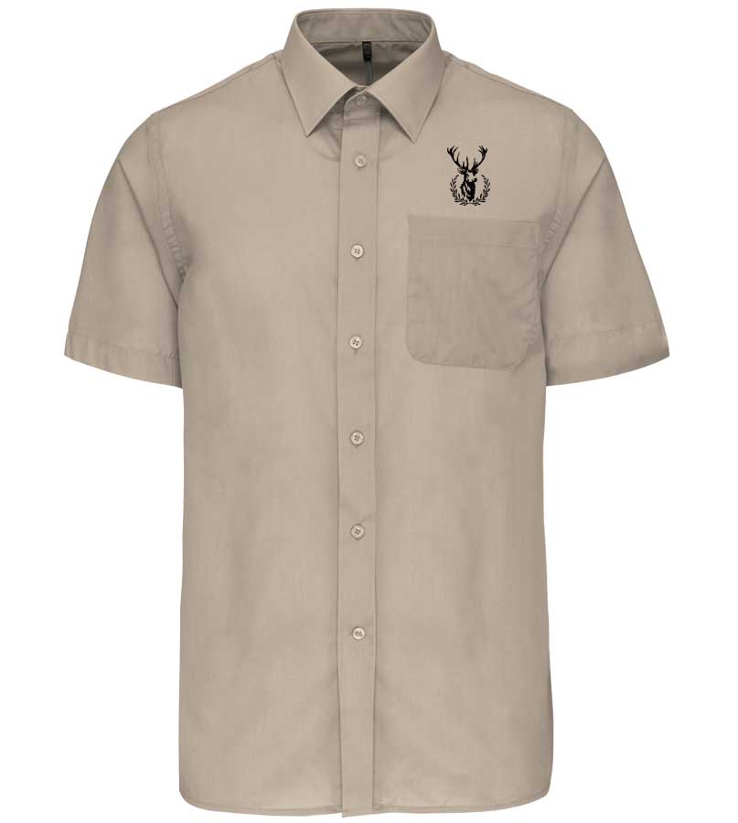 Poľovnícka košeľa s krátkym rukávom s jeleňom 2, khaki, XXL