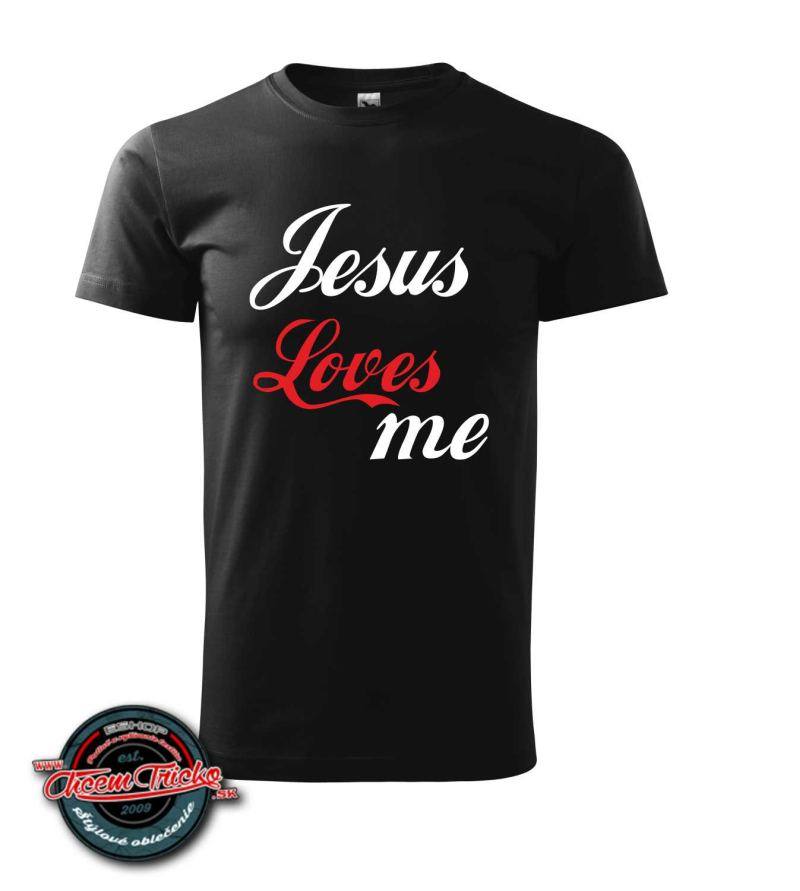 Tričko s potlačou Jesus loves me, M, čierna