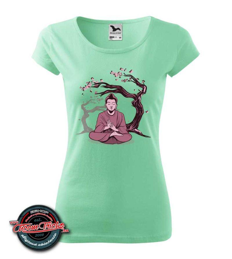 Dámske tričko s potlačou Buddha Sakura Che