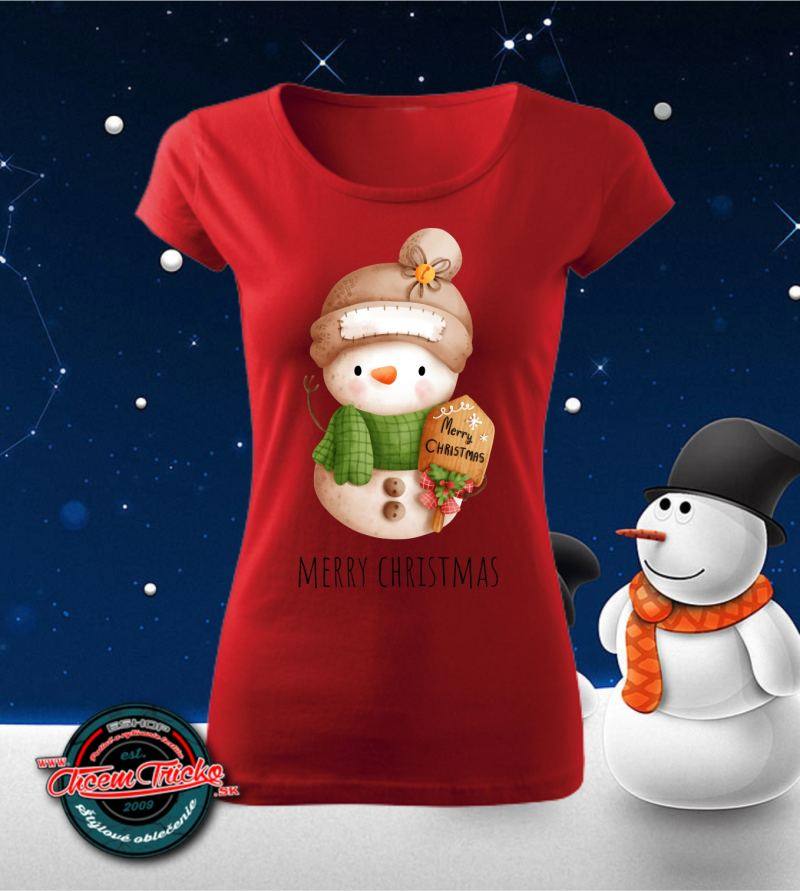 Dámske tričko vianočné s potlačou Snehuliak
