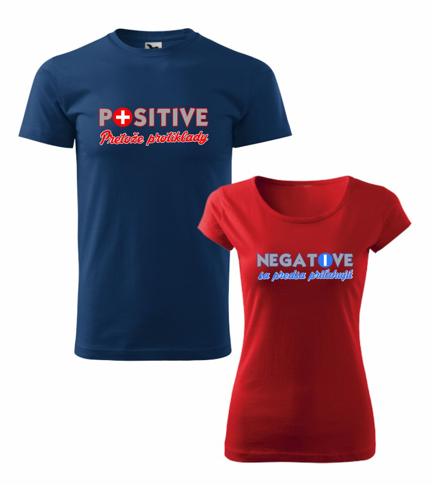 Tričká s potlačou pre páry Positive Negative