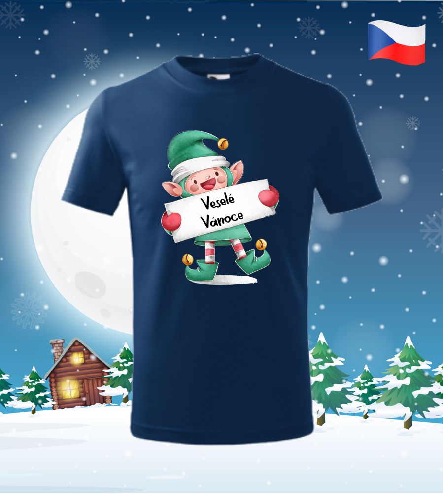 Detské vánoční tričko Vánoční skřítek (ČR)