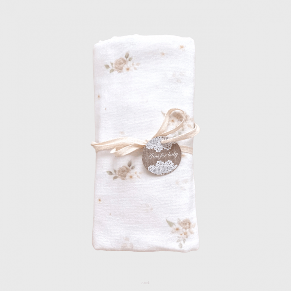 Zavinovacia mušelínová plienka Double Gauze, smotanová pastel roses