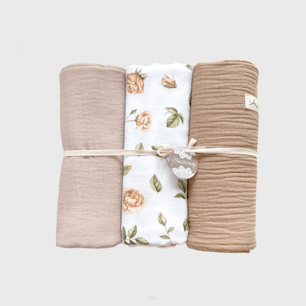 Zavinovacie mušelínové plienky Double Gauze, 3 ks, sada L