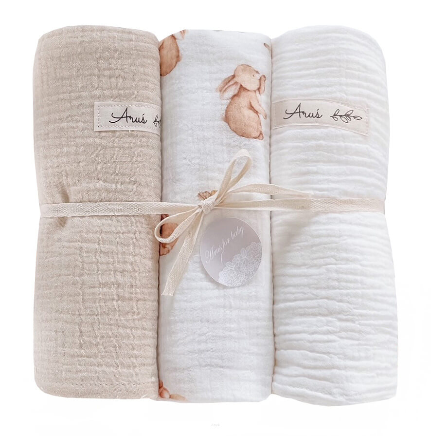 Zavinovacie mušelínové plienky Double Gauze, 3 ks, sada R