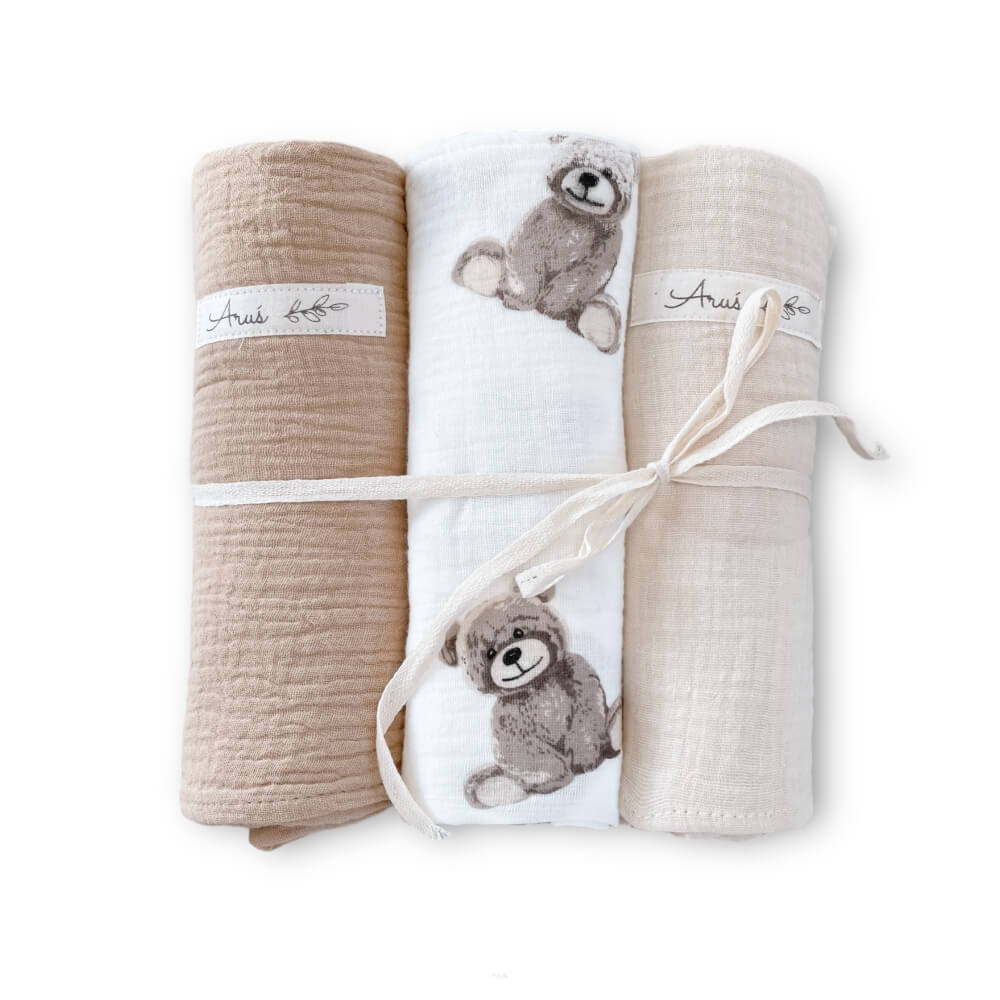 Zavinovacie mušelínové plienky Double Gauze, 3 ks, sada S