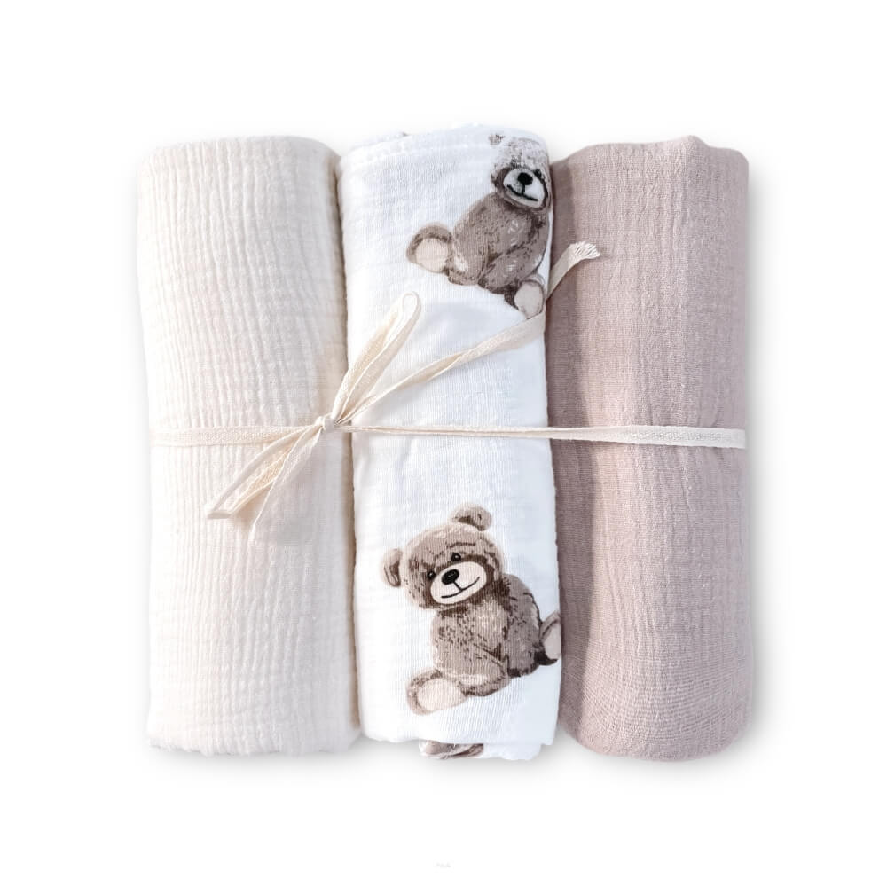 Zavinovacie mušelínové plienky Double Gauze, 3 ks, sada T