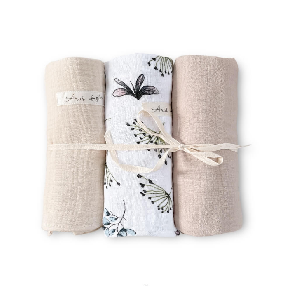 Zavinovacie mušelínové plienky Double Gauze, 3 ks, sada B1