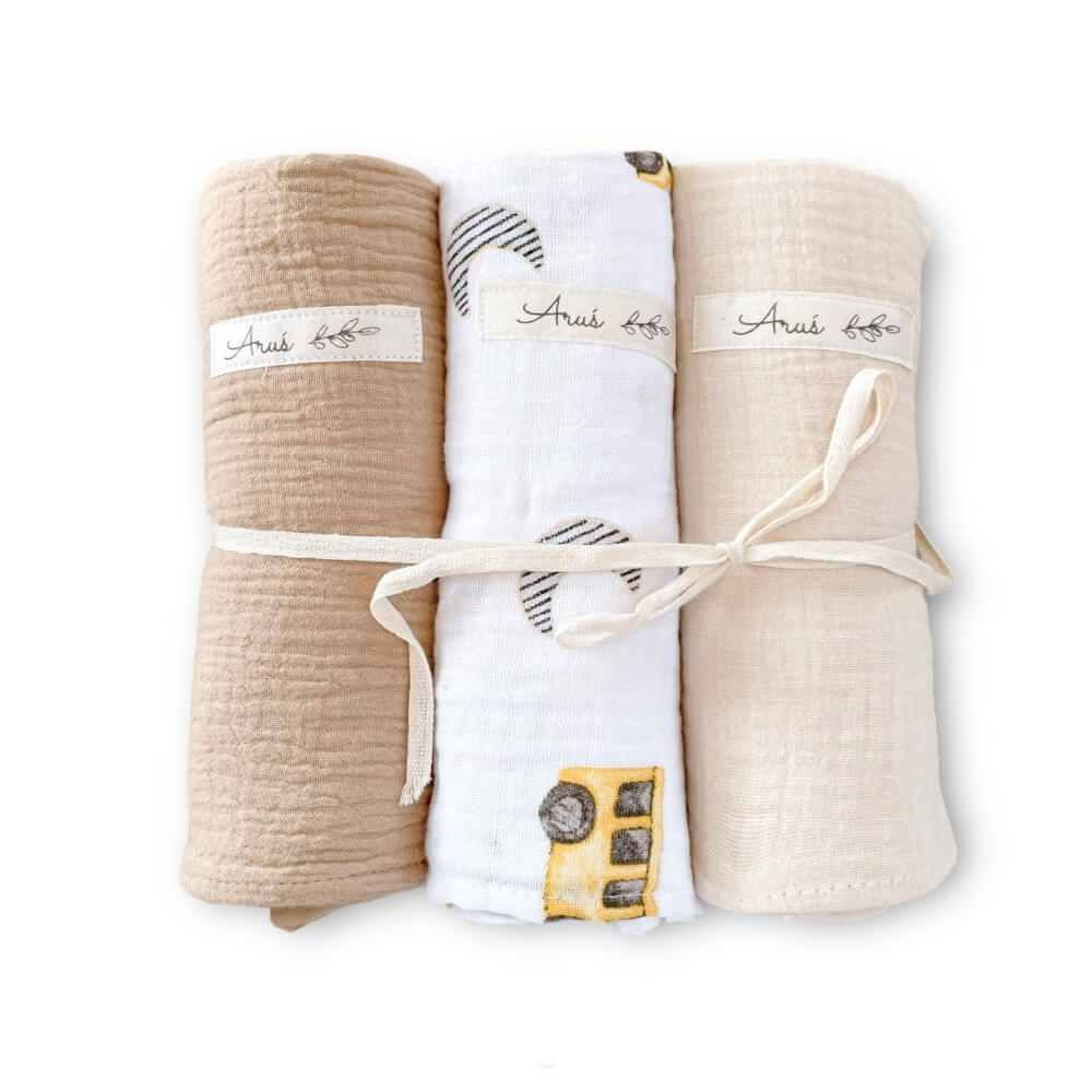 Zavinovacie mušelínové plienky Double Gauze, 3 ks, sada X