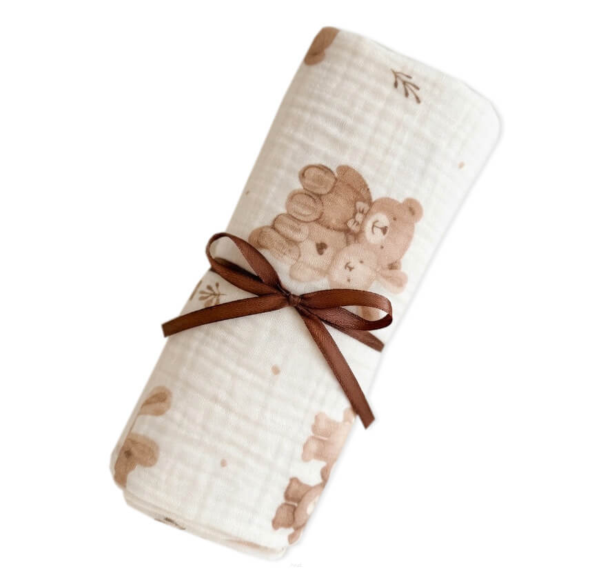 Zavinovacia mušelínová plienka Double Gauze, Cuddle friends