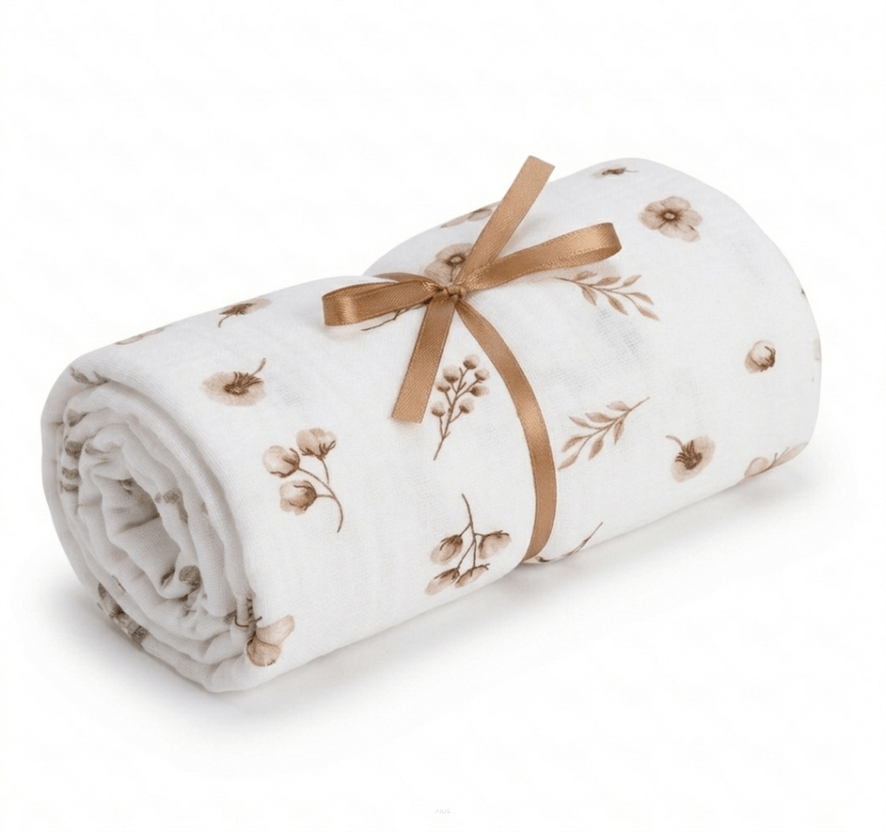 Zavinovacia mušelínová plienka Double Gauze, soft beige garden