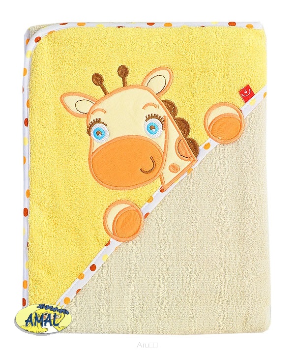 AMAL mäkký uteráčik BOBOBABY, Žirafka, žltý, 80x80 cm