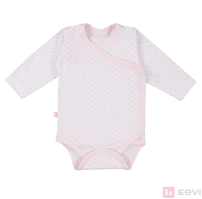 Eevi Dojčenské body s dlhým rukávom TINY Kvietky malé biele