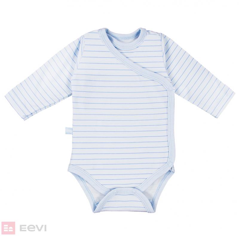 Eevi Dojčenské body s dlhým rukávom TINY Pásik modrý