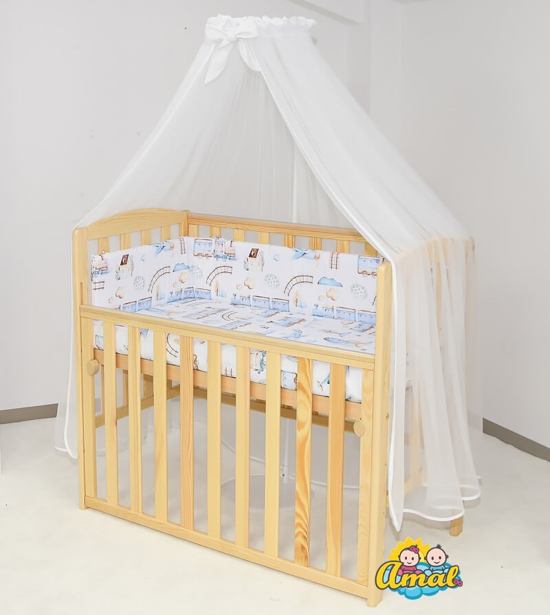 Komplet: Postieľka TOBIAS natural, 100x50 cm + matrac a výbava (20 vzorov)