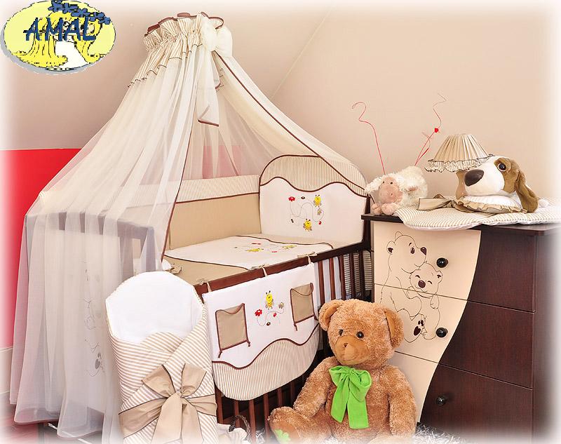 AMAL 8-dielna súprava do postieľky LUX, včielky, 120x90cm