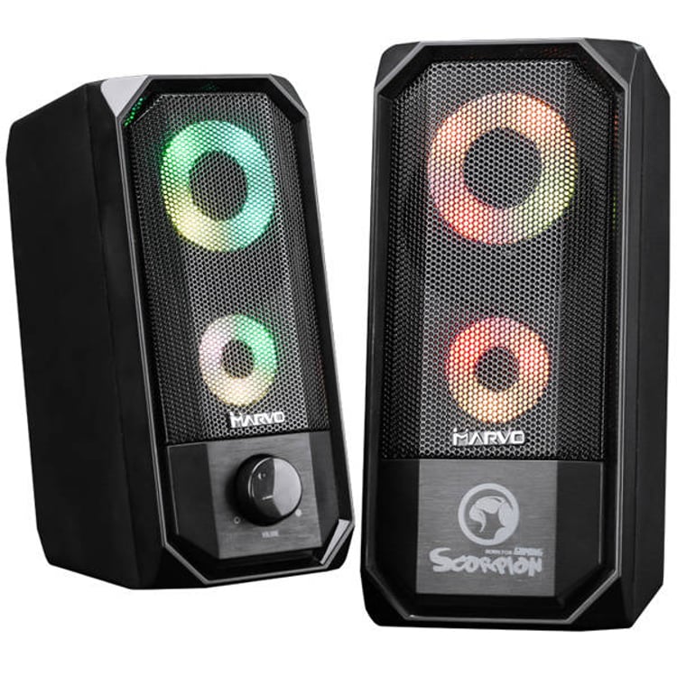 Reproduktor Marvo Reproduktor SG-265P, 2.0, 6W, Black, Volume Control, 3,5 mm Jack, USB, RGB 7-Color Lighting