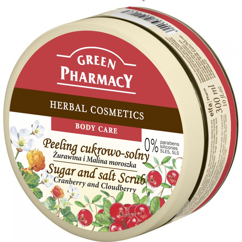 Peeling cukrovo-soľný Green Pharmacy 300 ml  Brusnica a Moruška