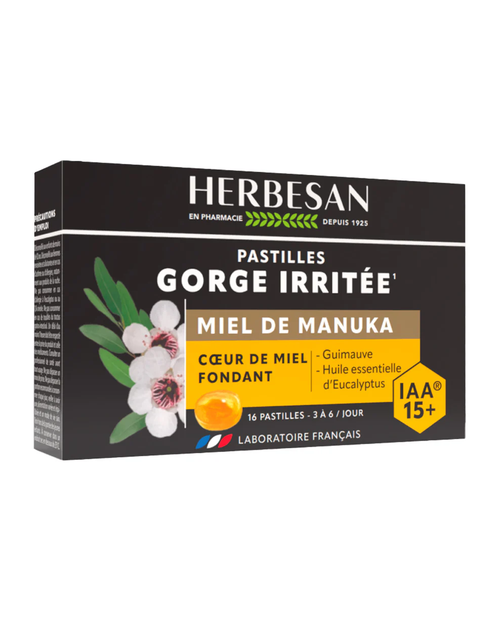 PASTILKY PROTI BOLESTI HRDLA MED MANUKA IAA15+   HERBESAN