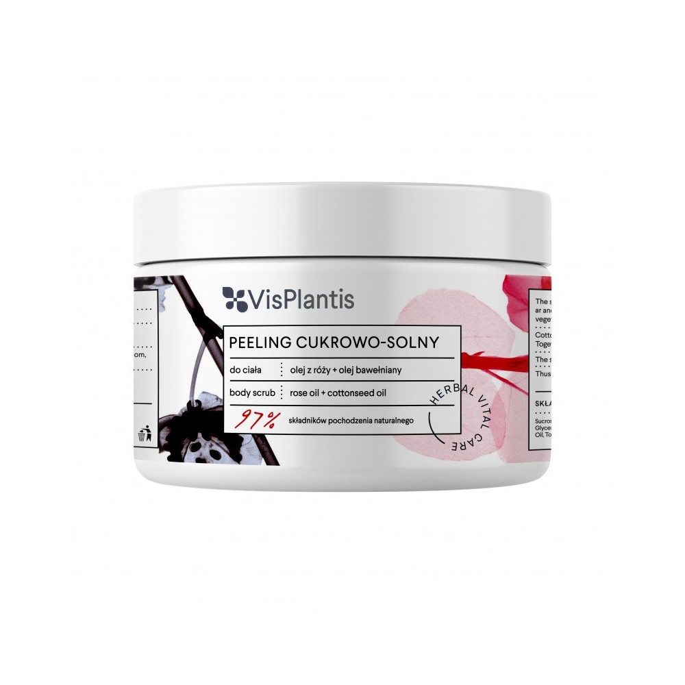 Peeling cukrovo-soľný Vis Plantis 200 ml Ružový olej+Bavlníkový olej