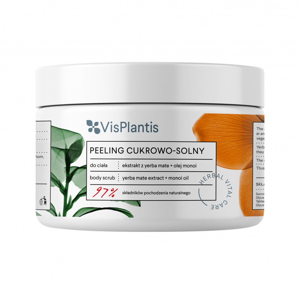 Peeling cukrovo-soľný Vis Plantis 200 ml Monoi olej+extrakt Yerba Mate
