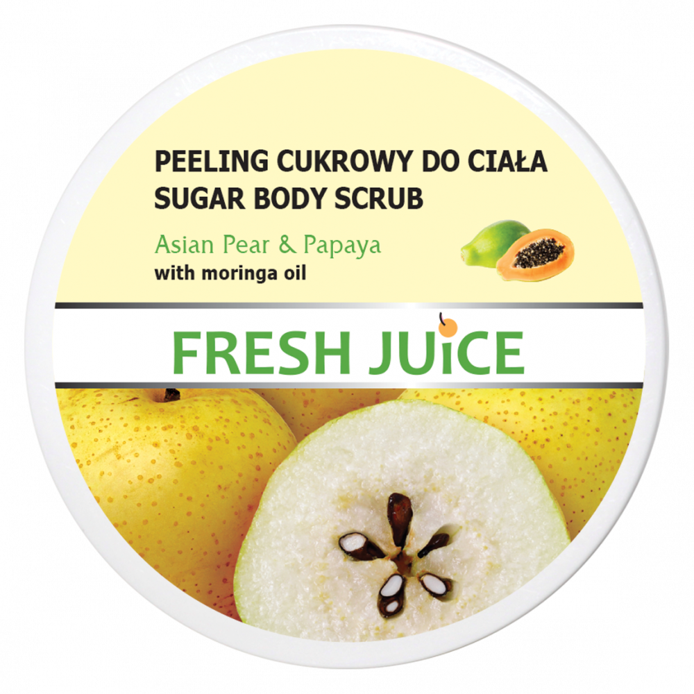 Cukrový telový peeling Fresh Juice 225ml Hruška a Papája