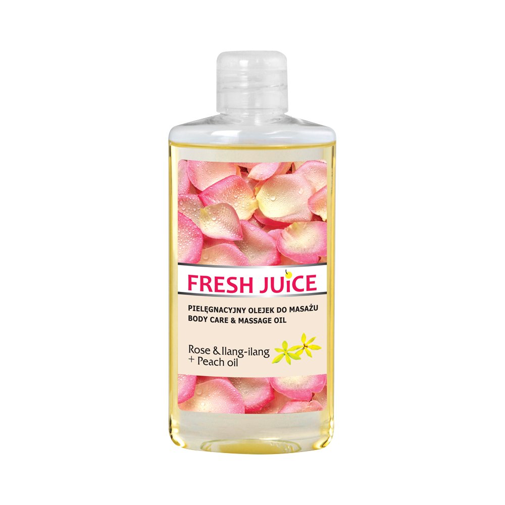 Masážny olej Fresh Juice 150ml Ruža, Ilang-Ilang a Broskyňový olej