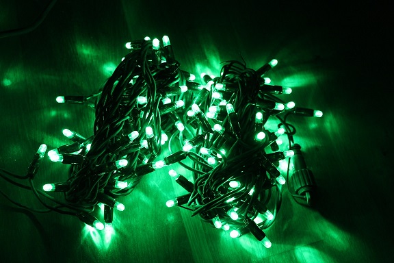 LED reťaz tmavá, zelená LED 3 x 4m (180 LED)