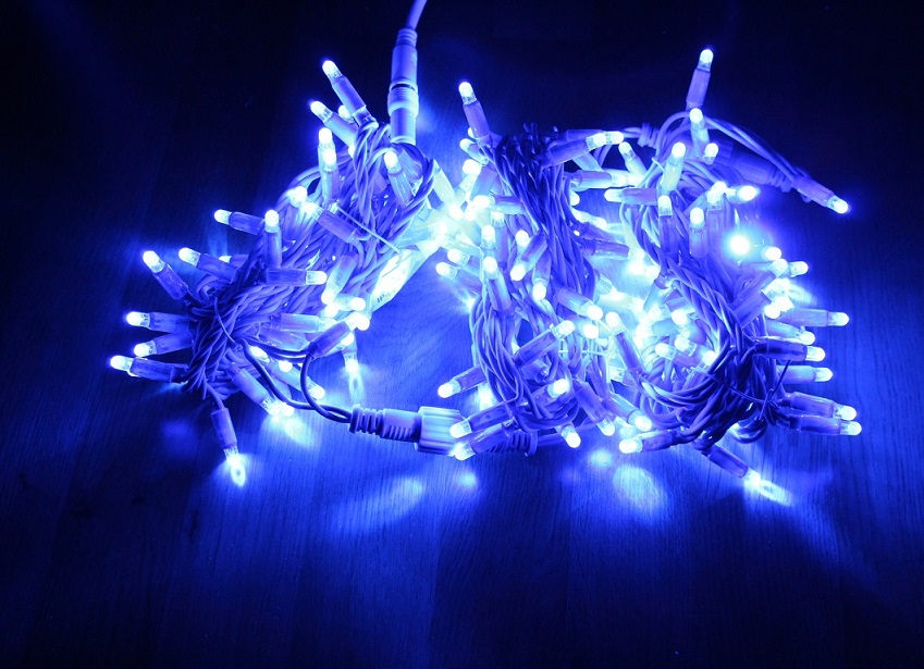 LED svetelná reťaz modrá, modrá LED FLASH 12m (150 + 30 FLASH LED)