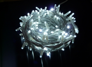 LED reťaz biela, studená biela LED 12m (180 LED)